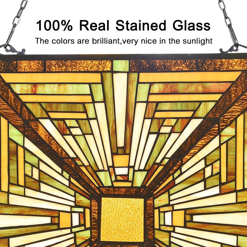 Capulina Stained Glass Window Hanging Panels Mission Elegant Style Suncatcher with Chain for Home Decor Gifts - Image 4